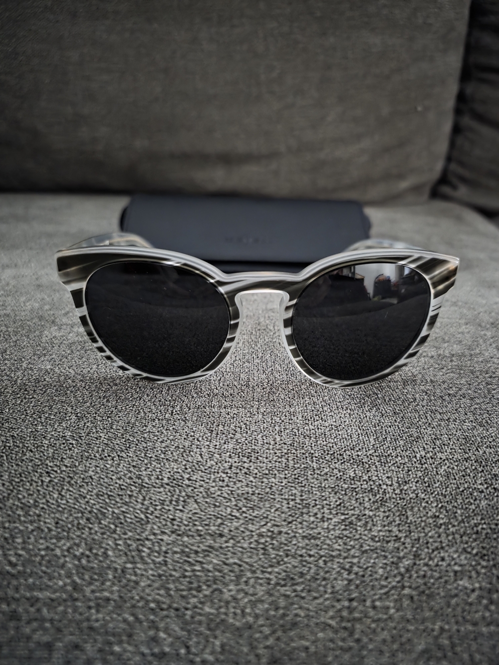 Dolce & Gabbana Black and White Striped Round Sunglasses